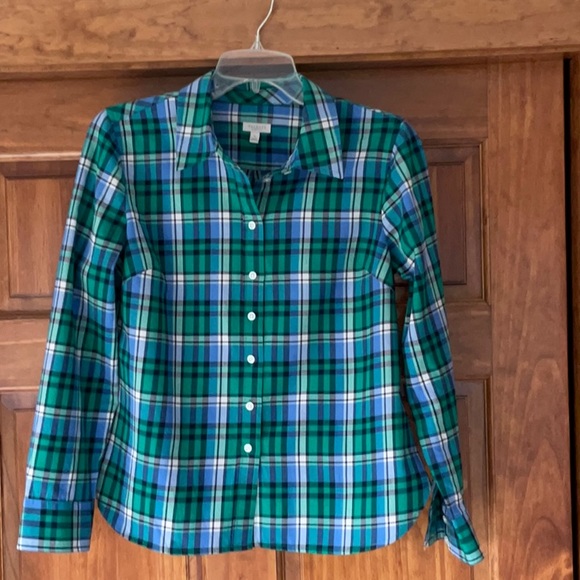 Talbots Petite Blue/Green Plaid Shirt NWOT - Picture 1 of 7